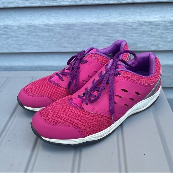 Vionic Benture Sneakers Fuchsia Pink Lace Up Comfort Shoes Mesh Leather Size 11 - Picture 1 of 13